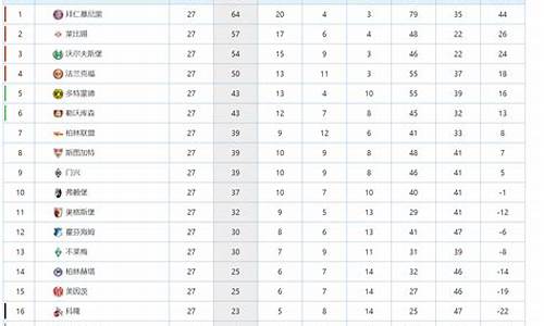 德甲排名_德甲排名积分榜最新比分